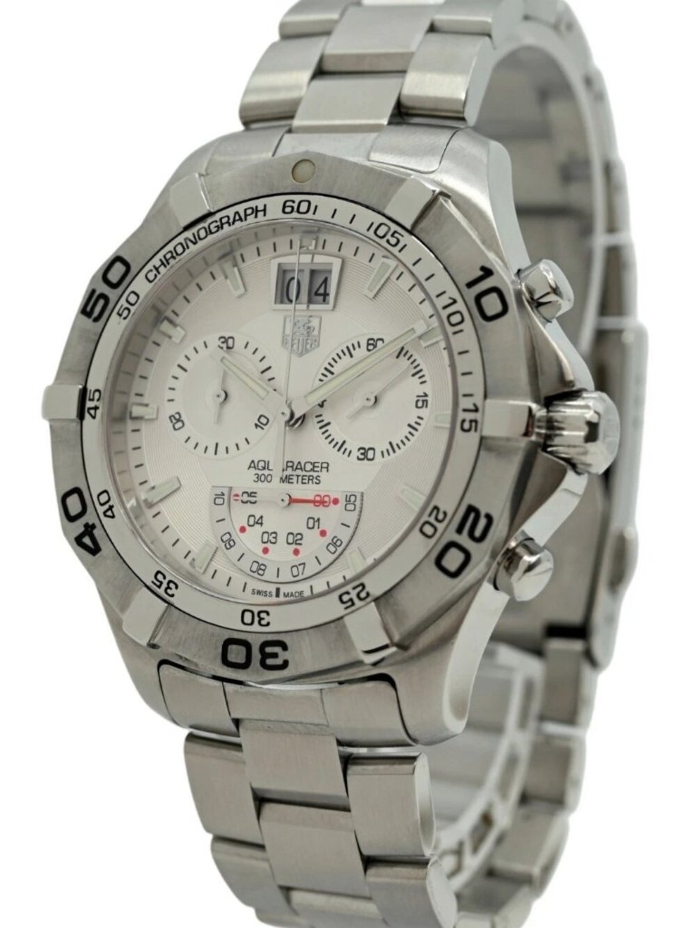 Tag Heuer 43mm Men's Aquaracer Chronograph Swiss Quartz SS Watch! Ref: CAF101B!